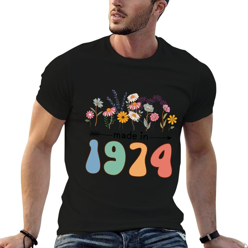 Vintage 50 Years Old Made in 1974 Wildflowers 50th Birthday  Polyester Blend T-Shirt