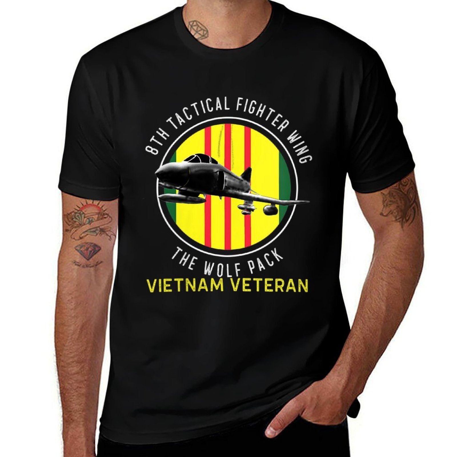 Womens 8th TAC Fighter Wing "Wolf Pack" Vietnam Veteran F-4  Tagless Design T-Shirt