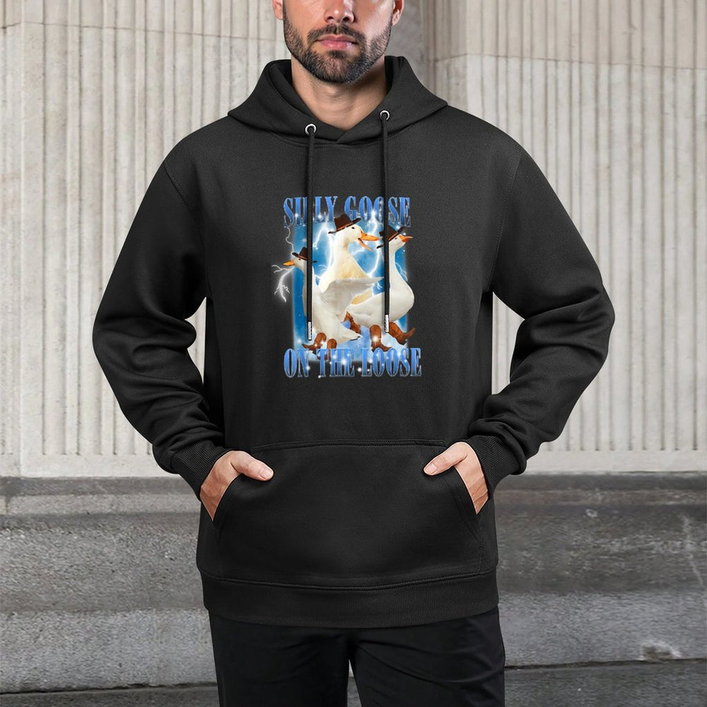 Retro Goose Aesthetic Trendy Meme Silly Goose On The Loose Moisture-Wicking Hoodie