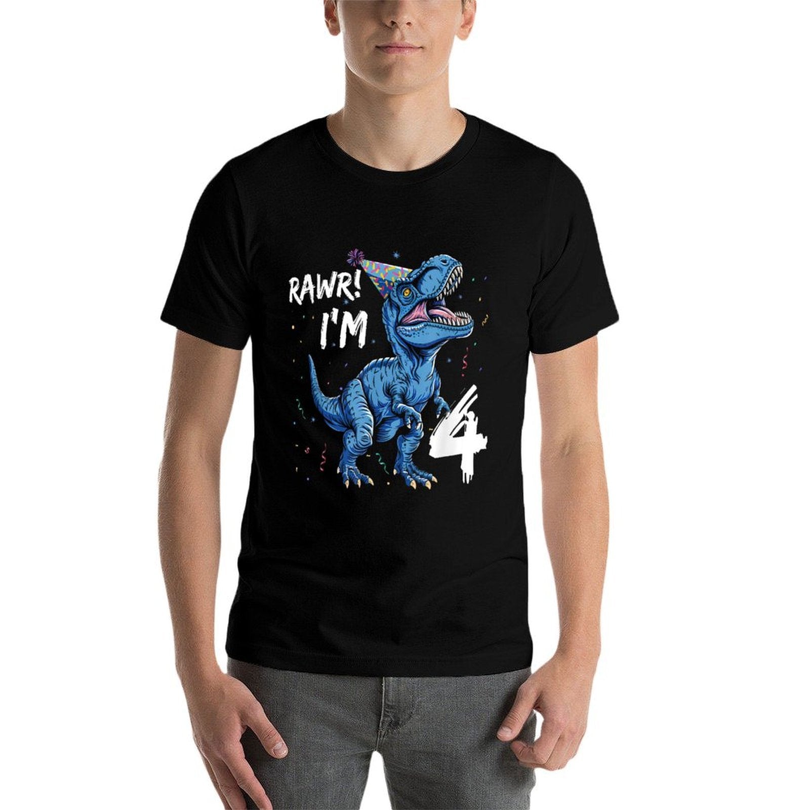 Rawr I'm 4 T Rex Dinosaur Birthday for Boys  Stretchy T-Shirt