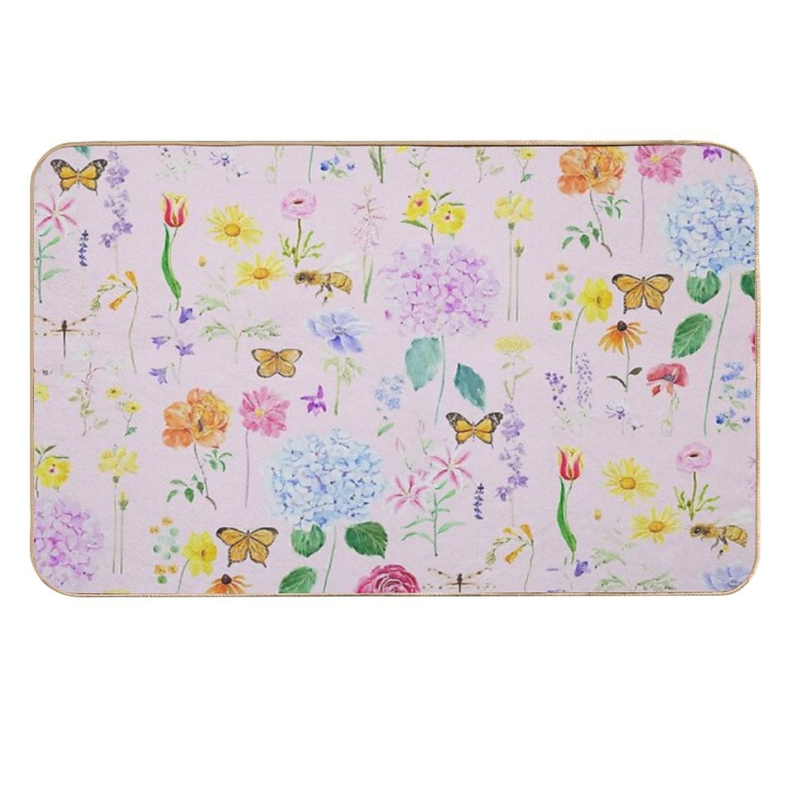 Copy of Summer Garden Flowers  Oil Painting Effect Pink Background  Versatile Bath Mat