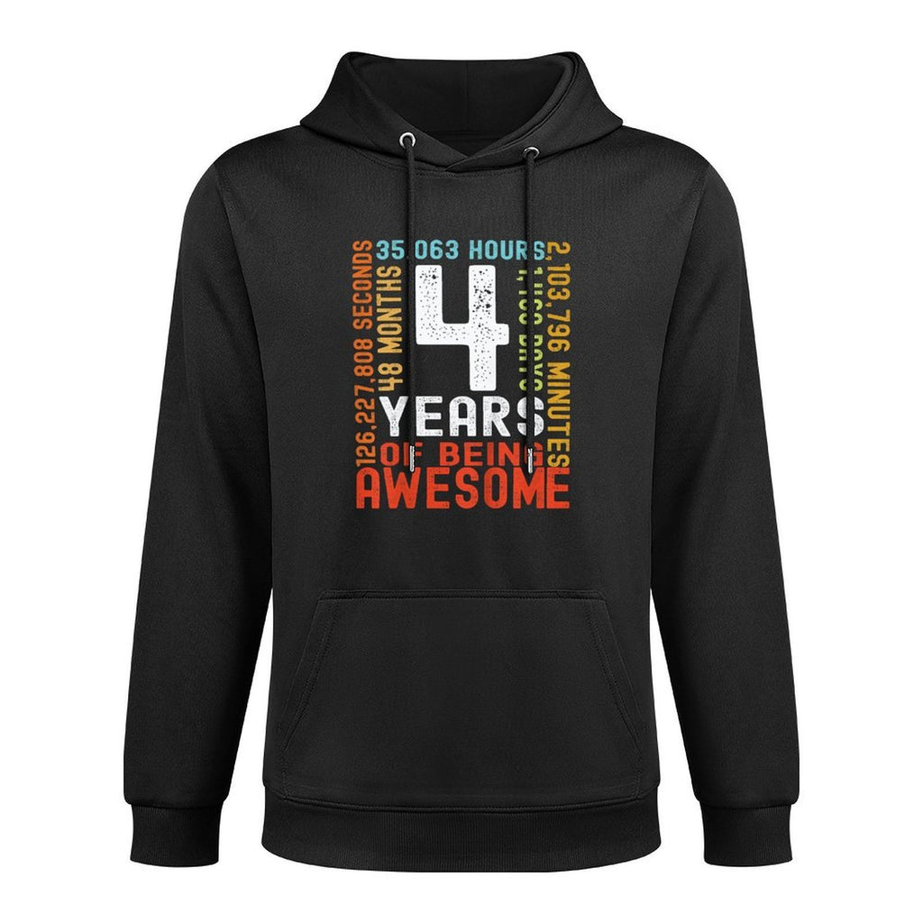 4th Birthday 4 Years Old Vintage Retro 48 Months Boy Girl Easy Care Hoodie