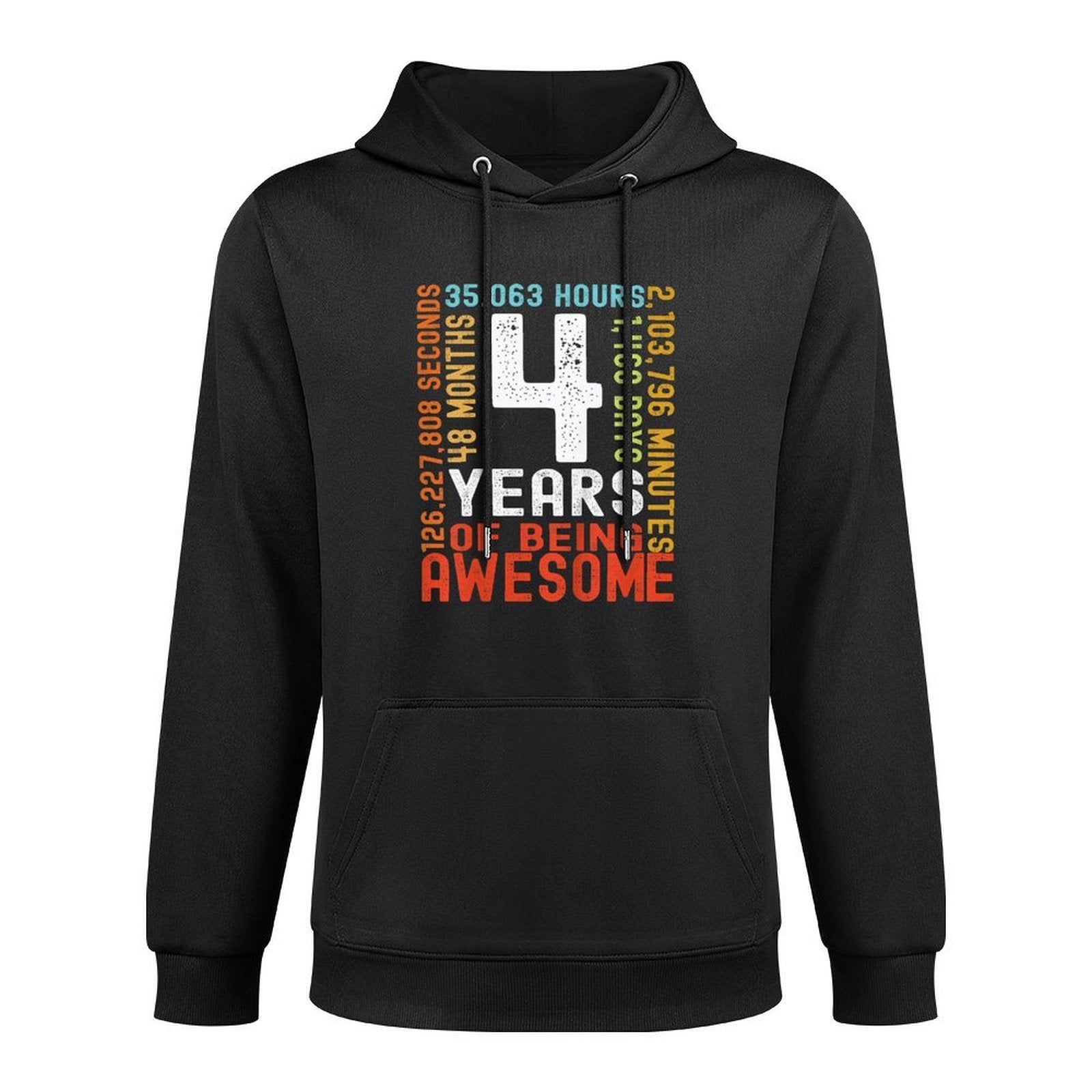 4th Birthday 4 Years Old Vintage Retro 48 Months Boy Girl Easy Care Hoodie