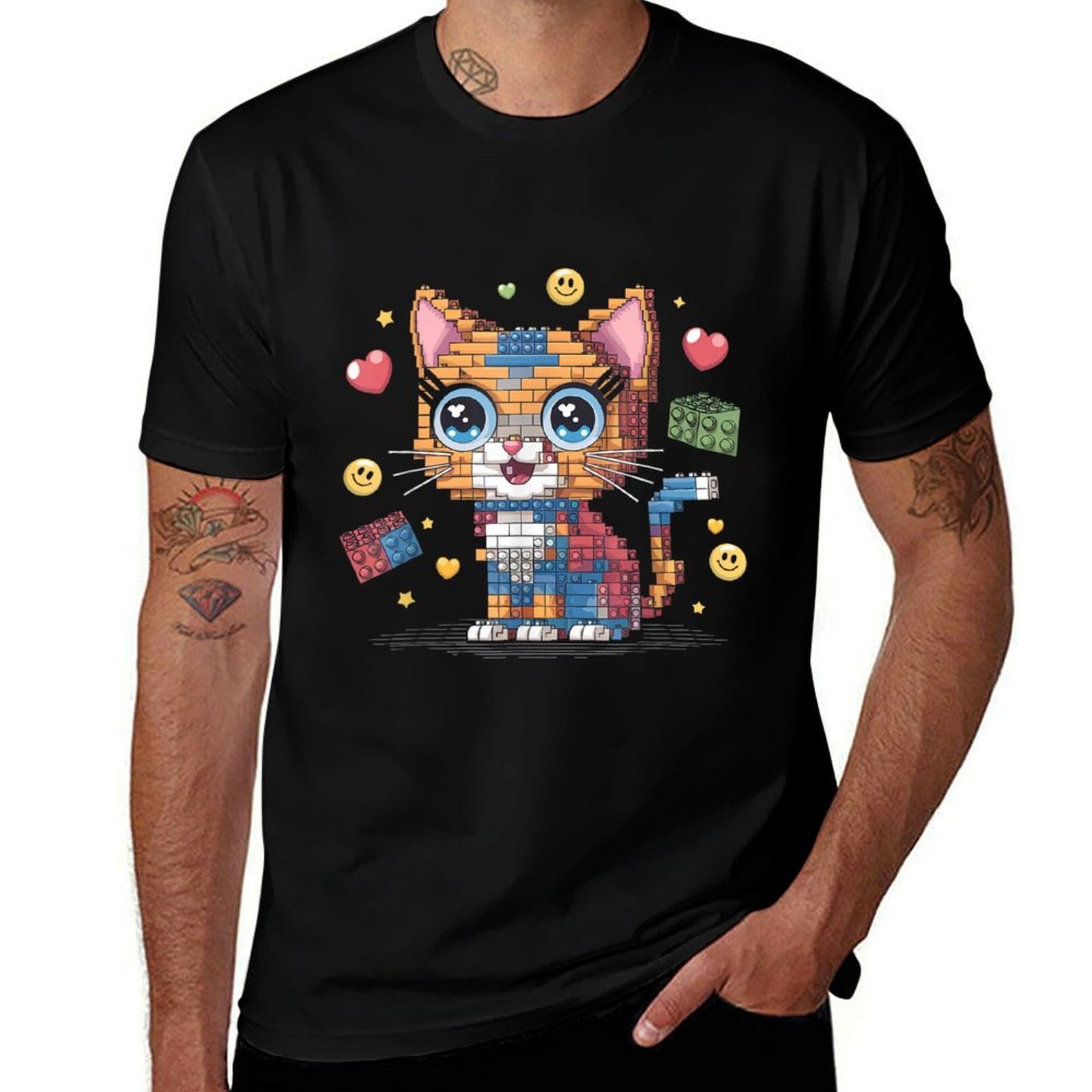 Kids Girls Master Builder Building Bricks Block Cute Cat  Moisture-wicking T-Shirt
