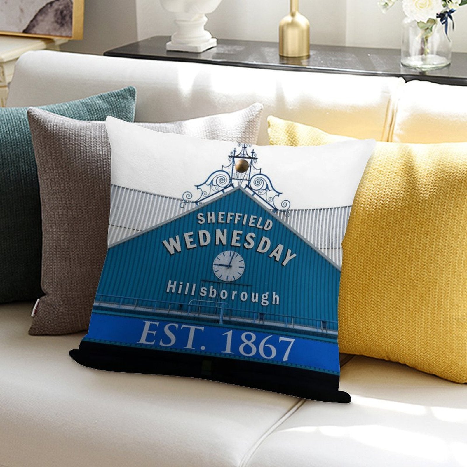 Sheffield Wednesday Famous Clock Soft Washable Throw Pillow