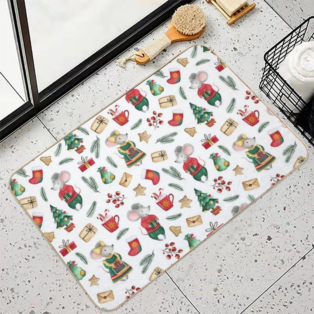 Cute Mice. Watercolor  High-Traffic Bath Mat