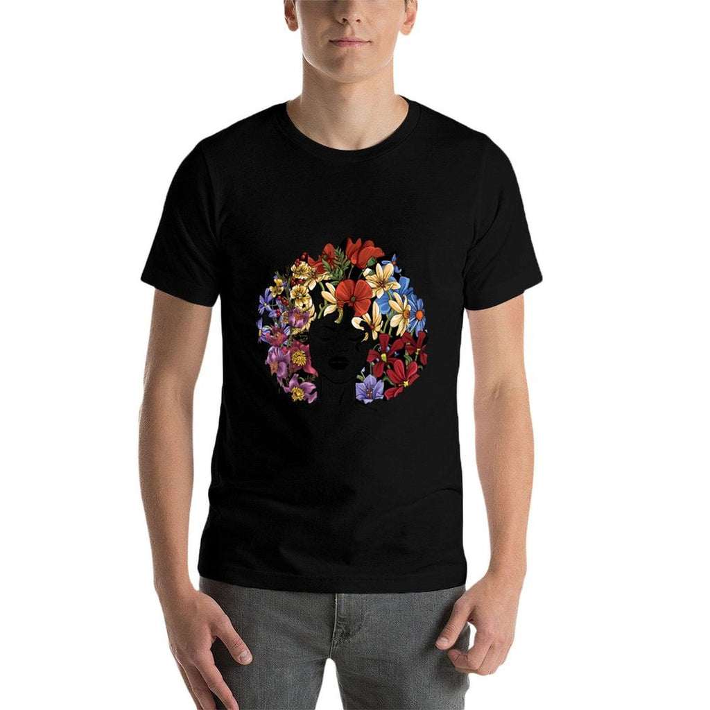 Juneteenth Women Black History Gift Afro Flower Hair  Soft T-Shirt
