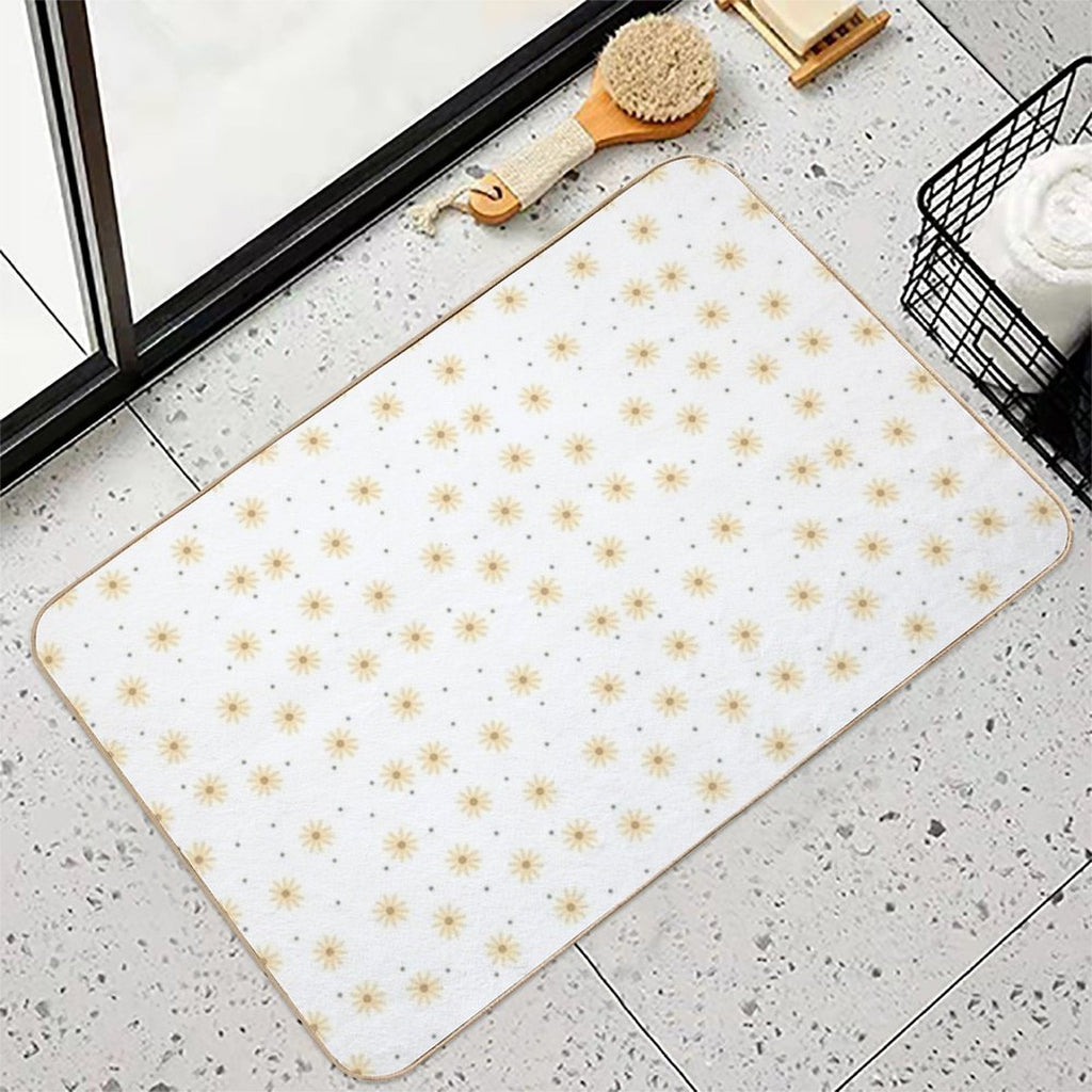 Dainty Yellow Daisies on White  Dirt-Trapping Bath Mat
