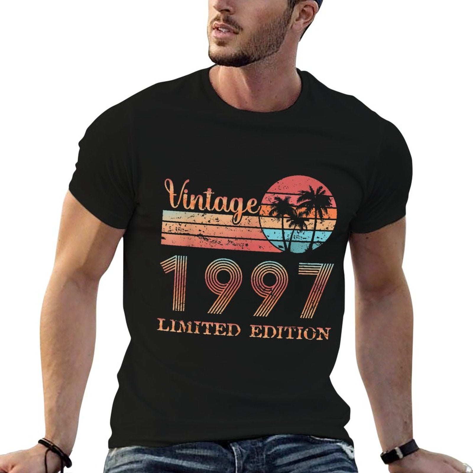 25 Year Old Vintage 1997 Limited Edition 25th Birthday  Ribbed Collar T-Shirt