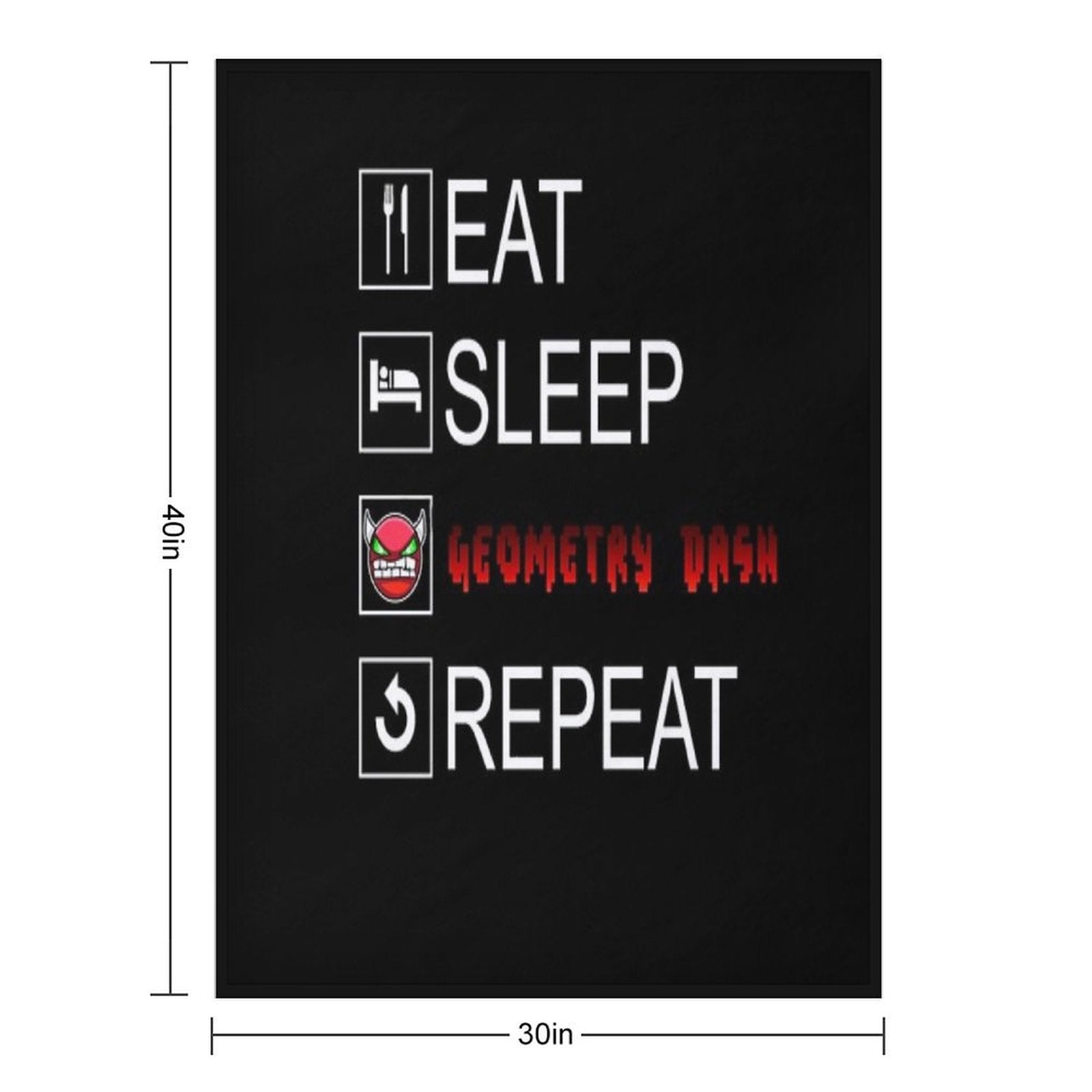 Eat Sleep Geometry Dash Repeat Coloured Compact Throw Blanket