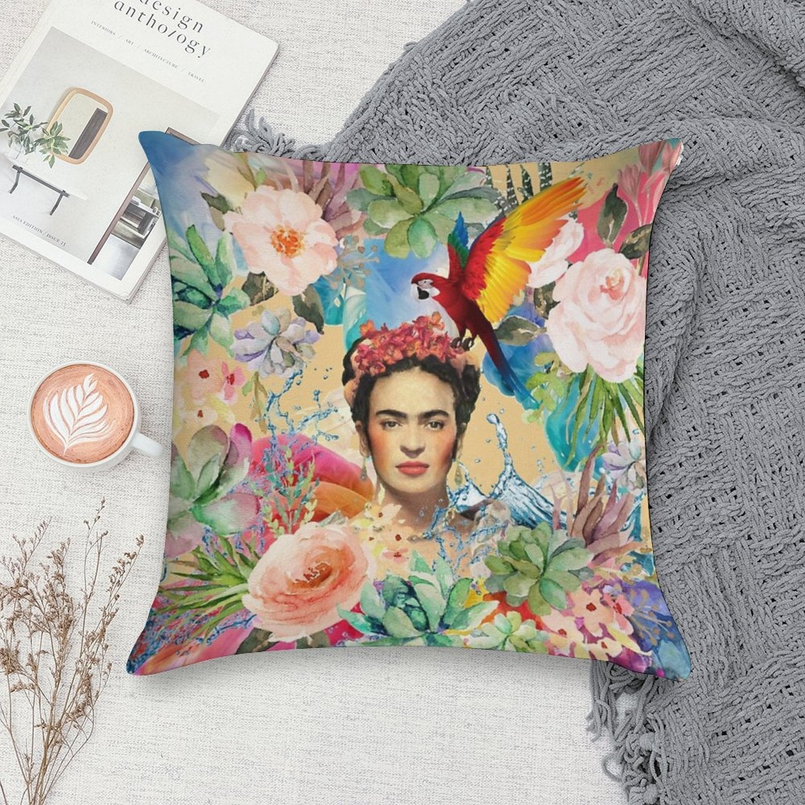 Frida Kahlo Soft Skin-Friendly Throw Pillow