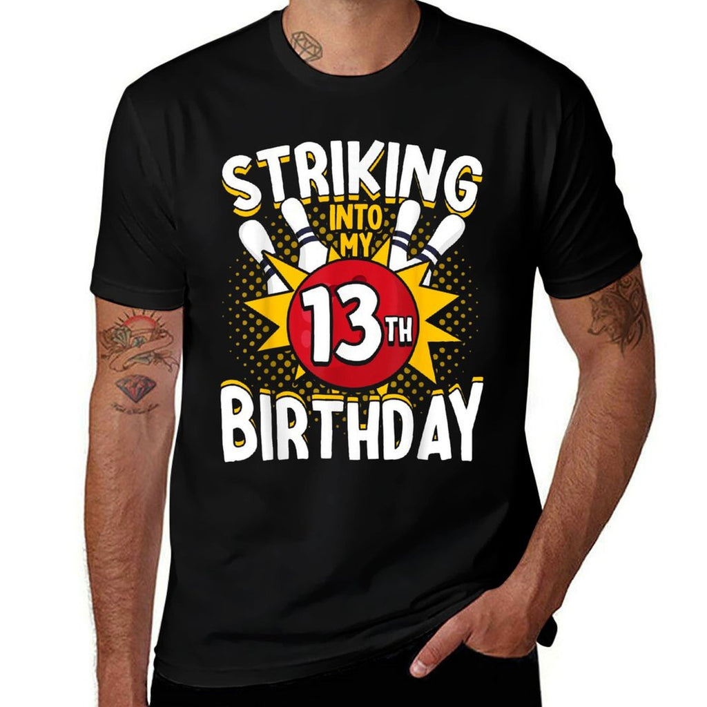 13th Birthday Bowling Theme Striking Into Birthday Kid Boys  Moisture-wicking T-Shirt