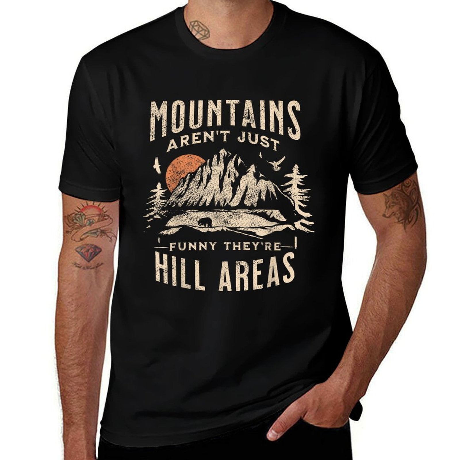 Mountains Arent Funny Theyre Hill Areas Dad Joke Word Pun  Versatile T-Shirt