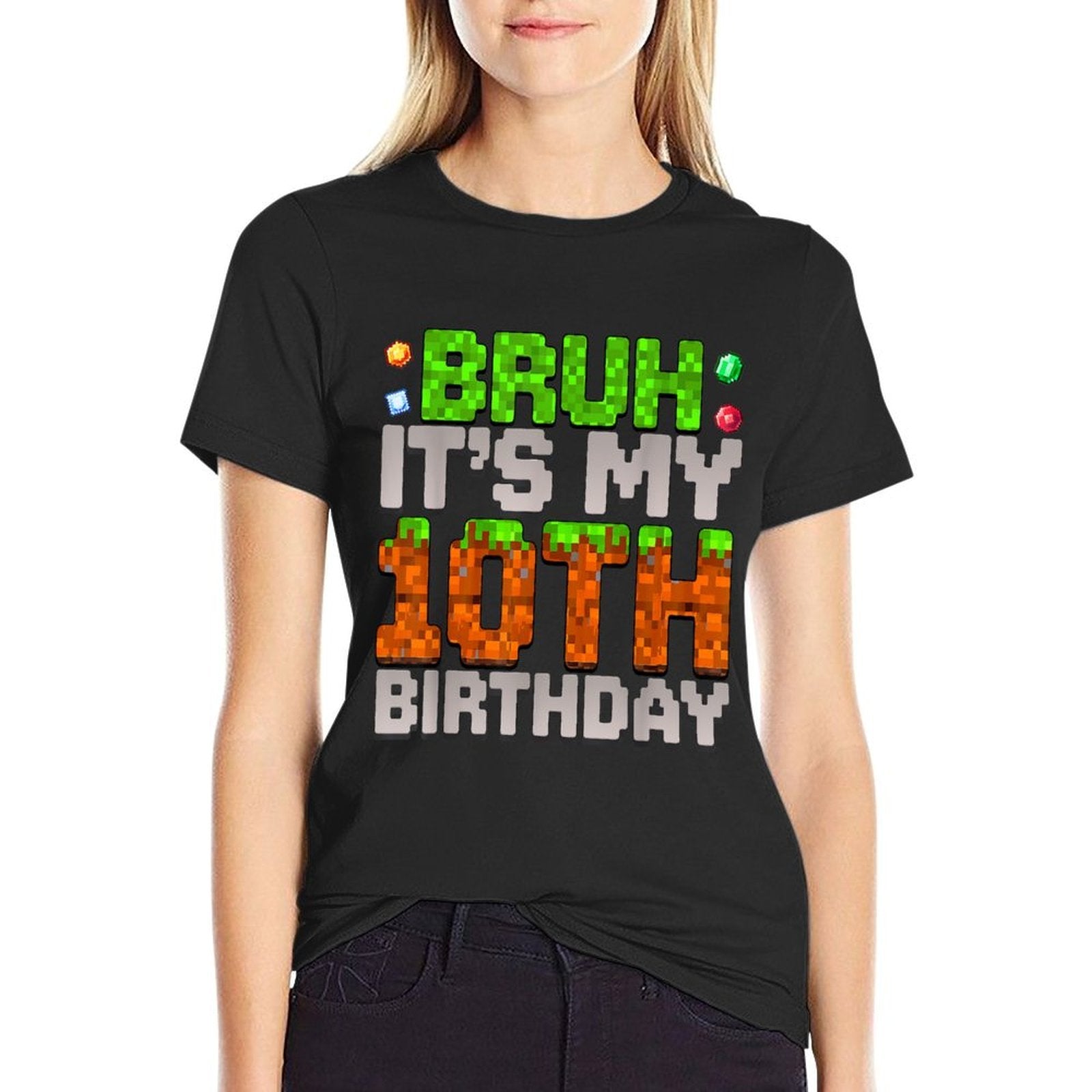 Funny Birthday Boy Bruh It's My 10th Birthday Gamer Pixel  Versatile T-Shirt