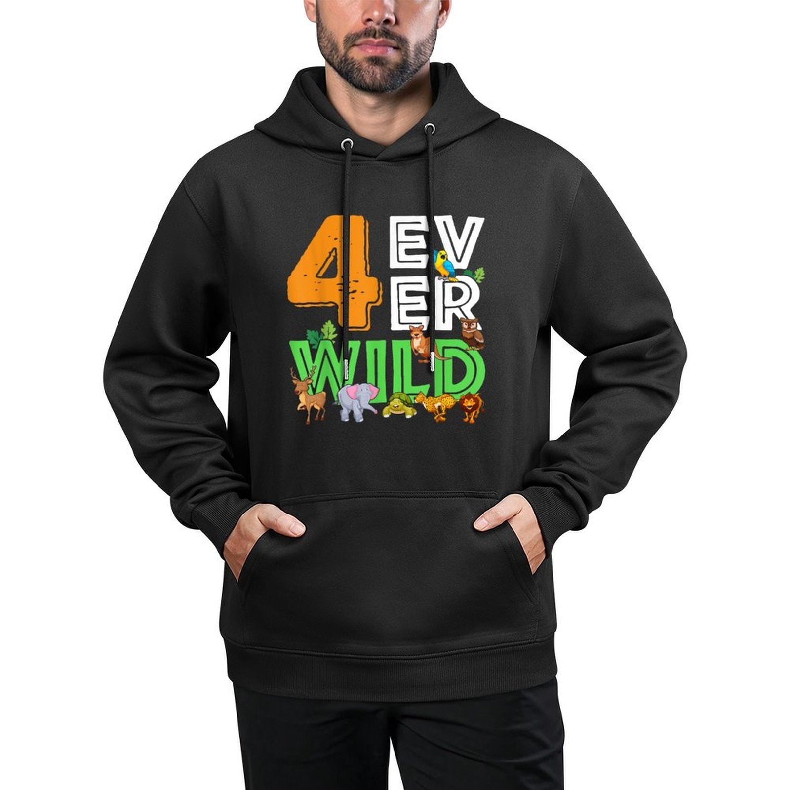 4 Ever Wild Birthday Decorations Boy Zoo 4th Birthday Party Adjustable Hood Hoodie