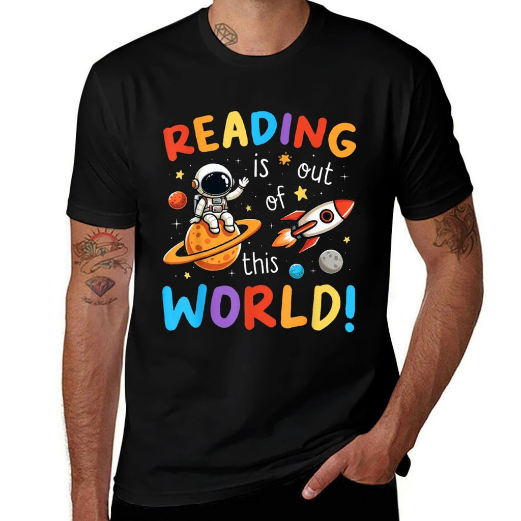 Reading Is Out Of This World Space Funny Books Lover Kids  Rolled Sleeves T-Shirt