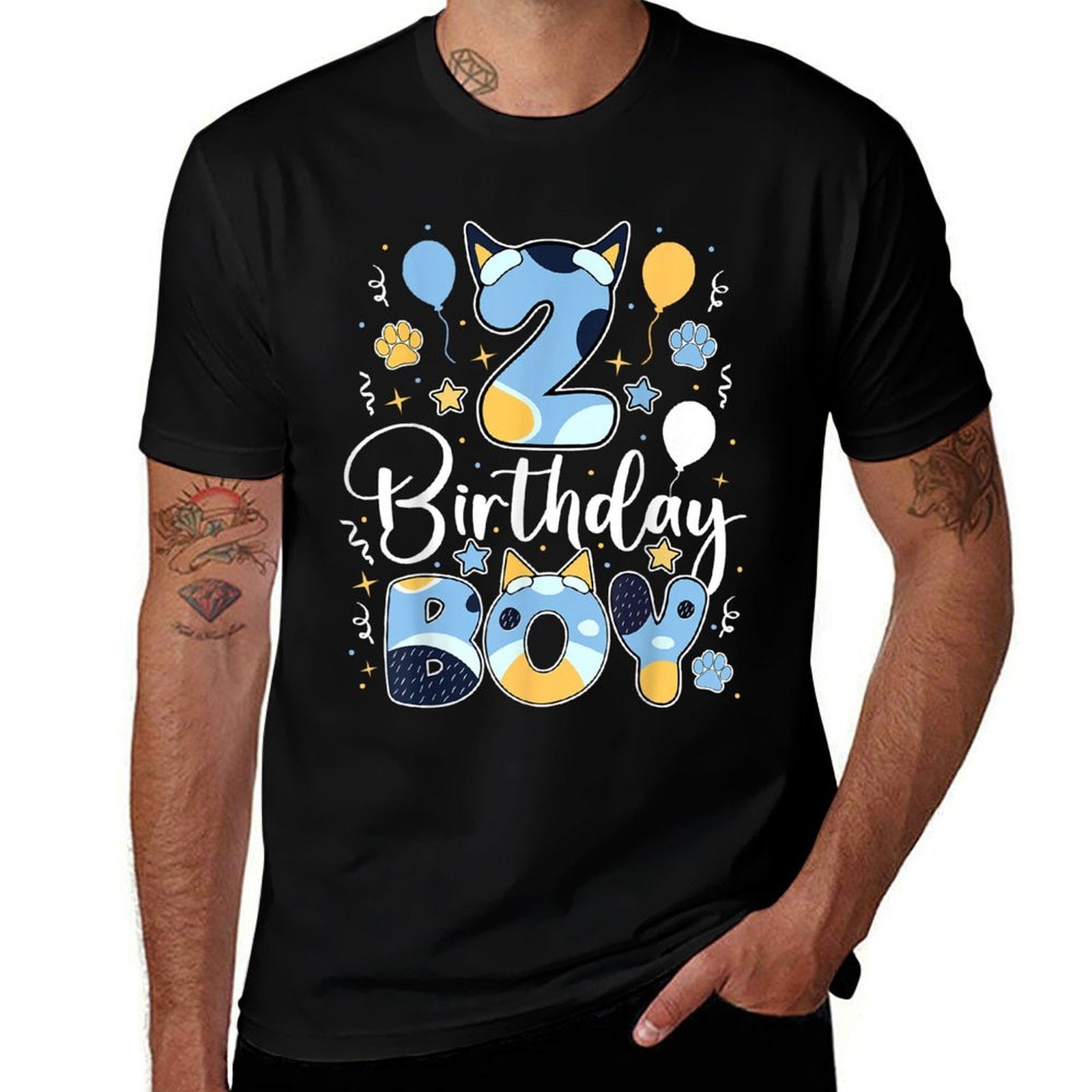 Birthday Boy 2 Present Blue Dog Lovers 2nd Birthday Toddlers  Odor-resistant T-Shirt