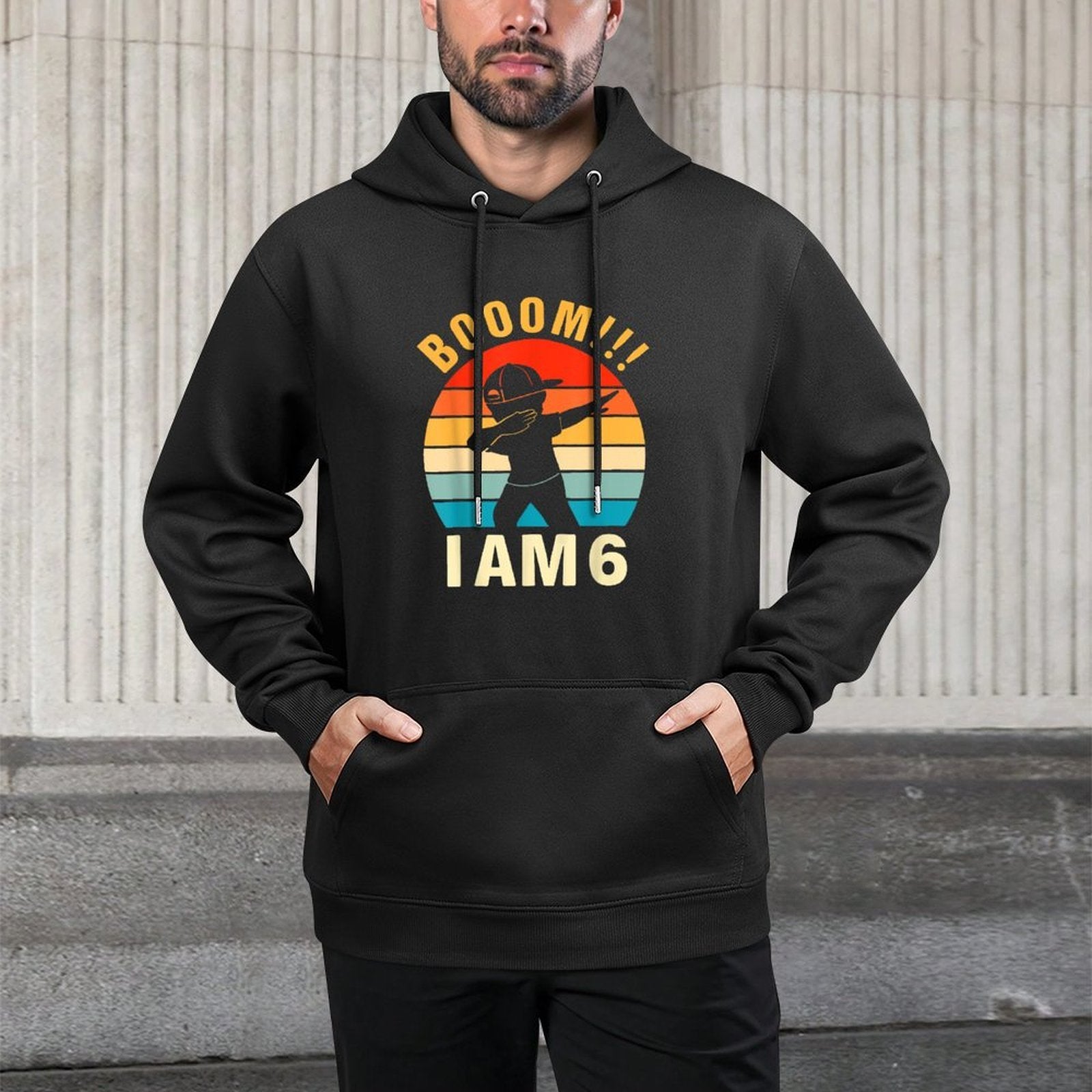 Vintage Boom I Am 6 6th Birthday Boy Love Kids Cotton-Polyester Blend Hoodie