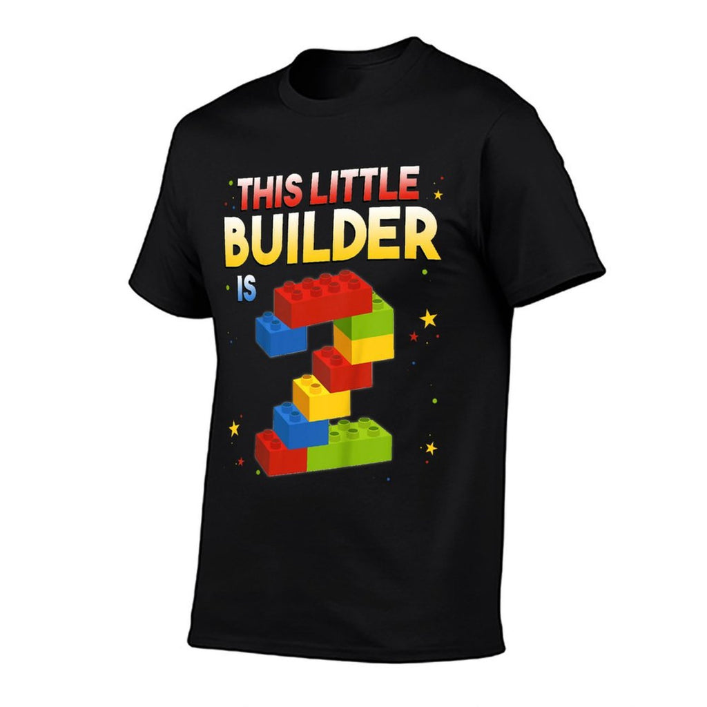 Kids 2 Years Old Builder Boy Girl Gift Building Blocks Birthday  Easy-care T-Shirt