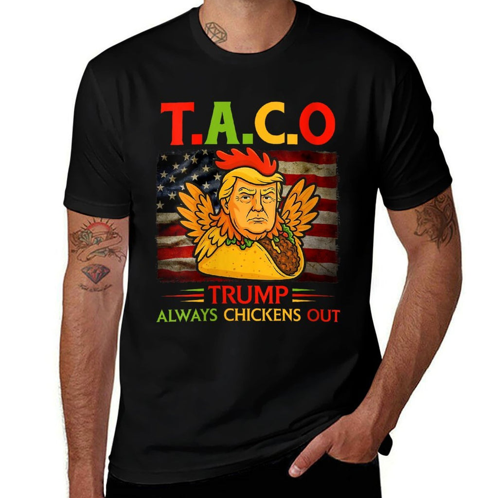Womens Funny Trump Taco Trump Always Chickens Out  Oversized Silhouette T-Shirt