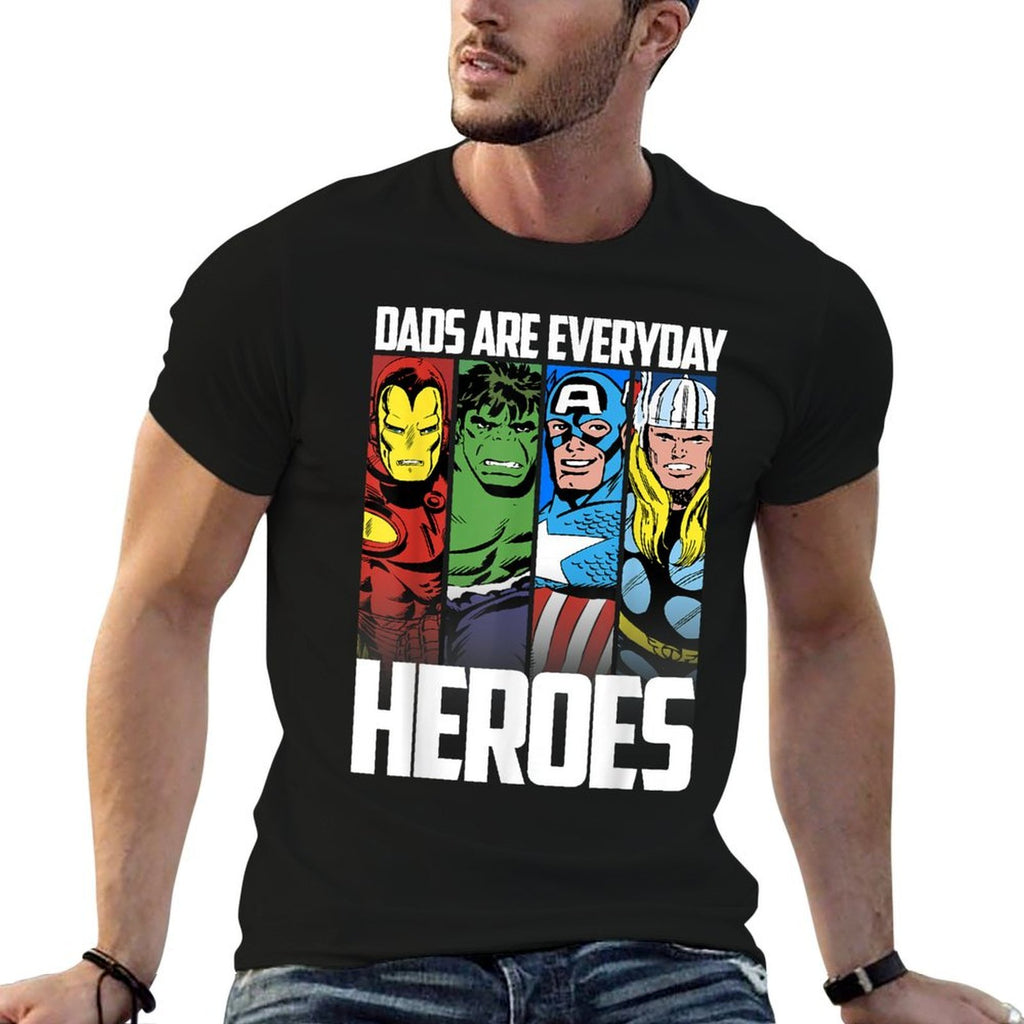 Marvel Avengers Fathers Day Everyday Heroes Graphic  Summer-ready Fabric T-Shirt