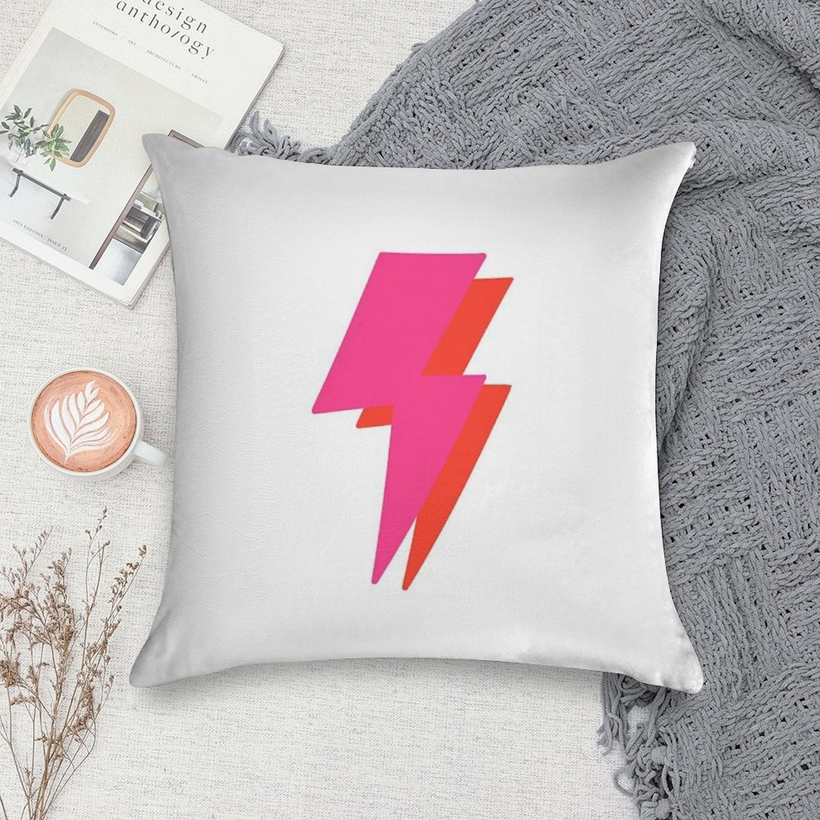 Neon Lightning Bolt Soft Anti-Pilling Throw Pillow