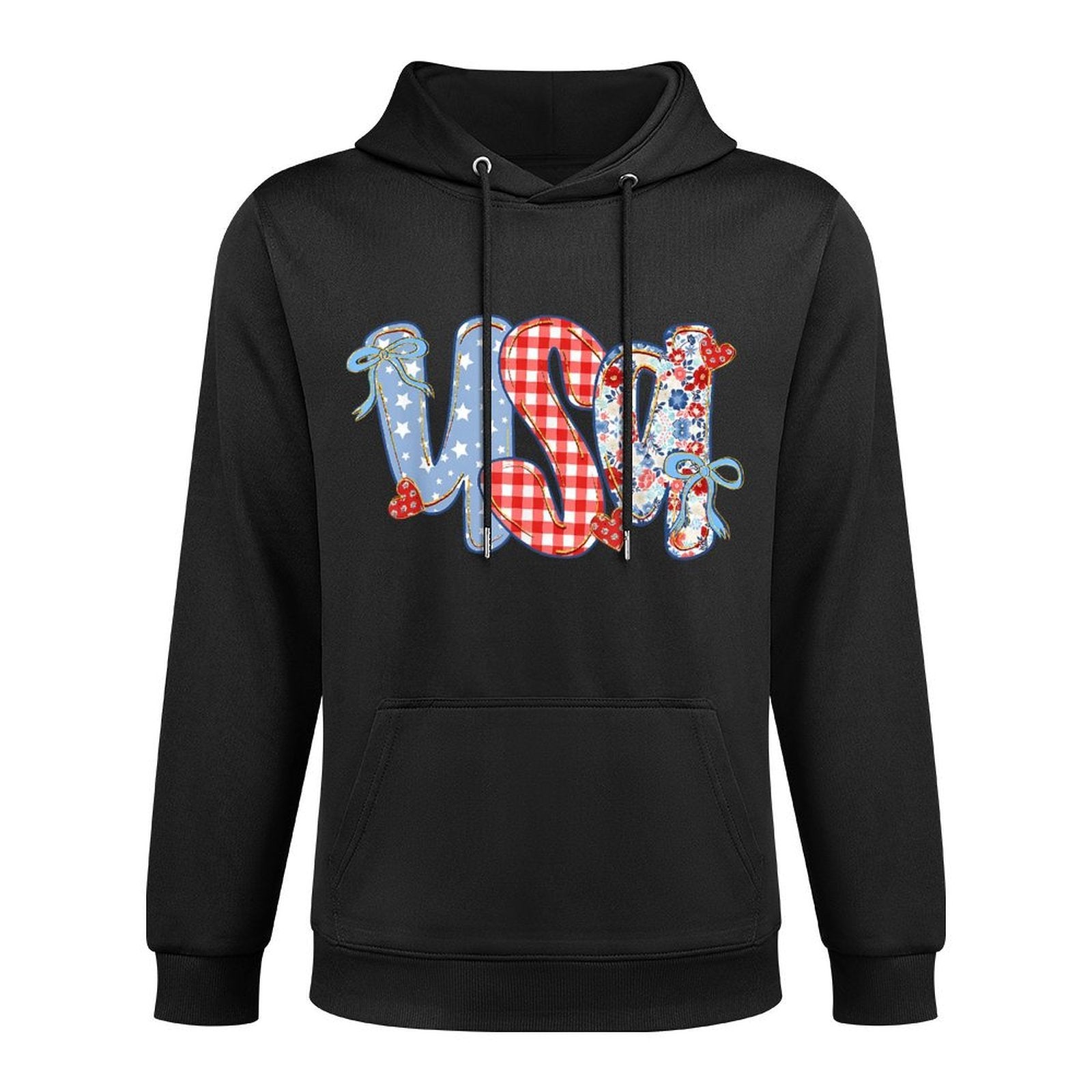 USA Flower Coquette Bow American Patriotic Happy 4th Of July Colorfast Hoodie