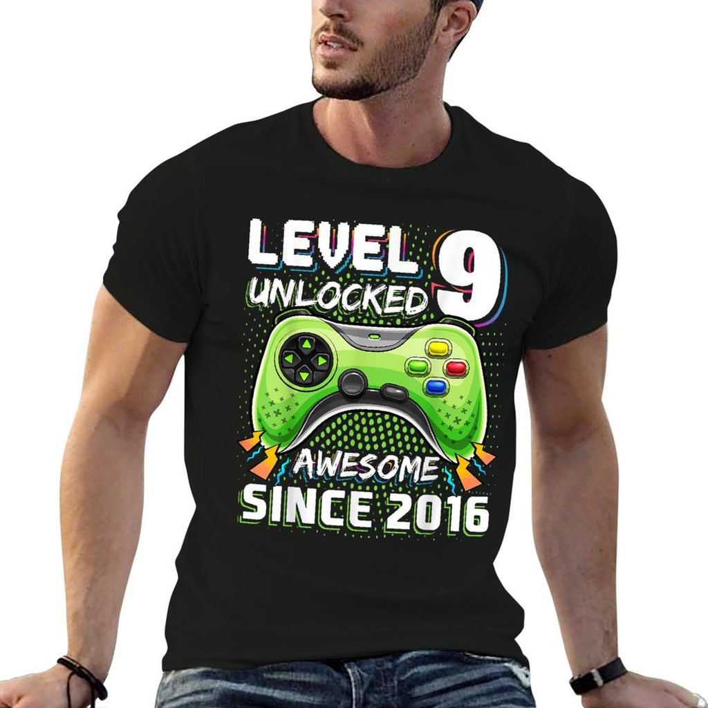 9th Birthday Boy Level 9 Gamer 9 Year Video Game Party  Tagless Design T-Shirt