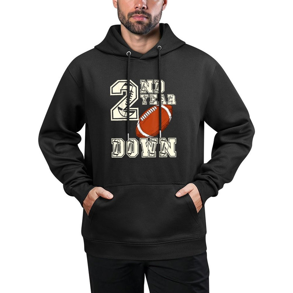 Kids 2nd Year Football Fun for Birthday Boys Touchdown Adjustable Hood Hoodie