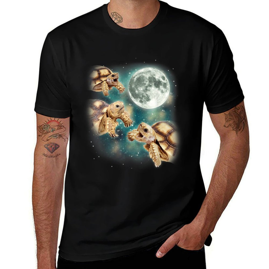 Three Tortoises Howl at Moon Wildlife Mountain Turtle Meme  Relaxed-fit T-Shirt