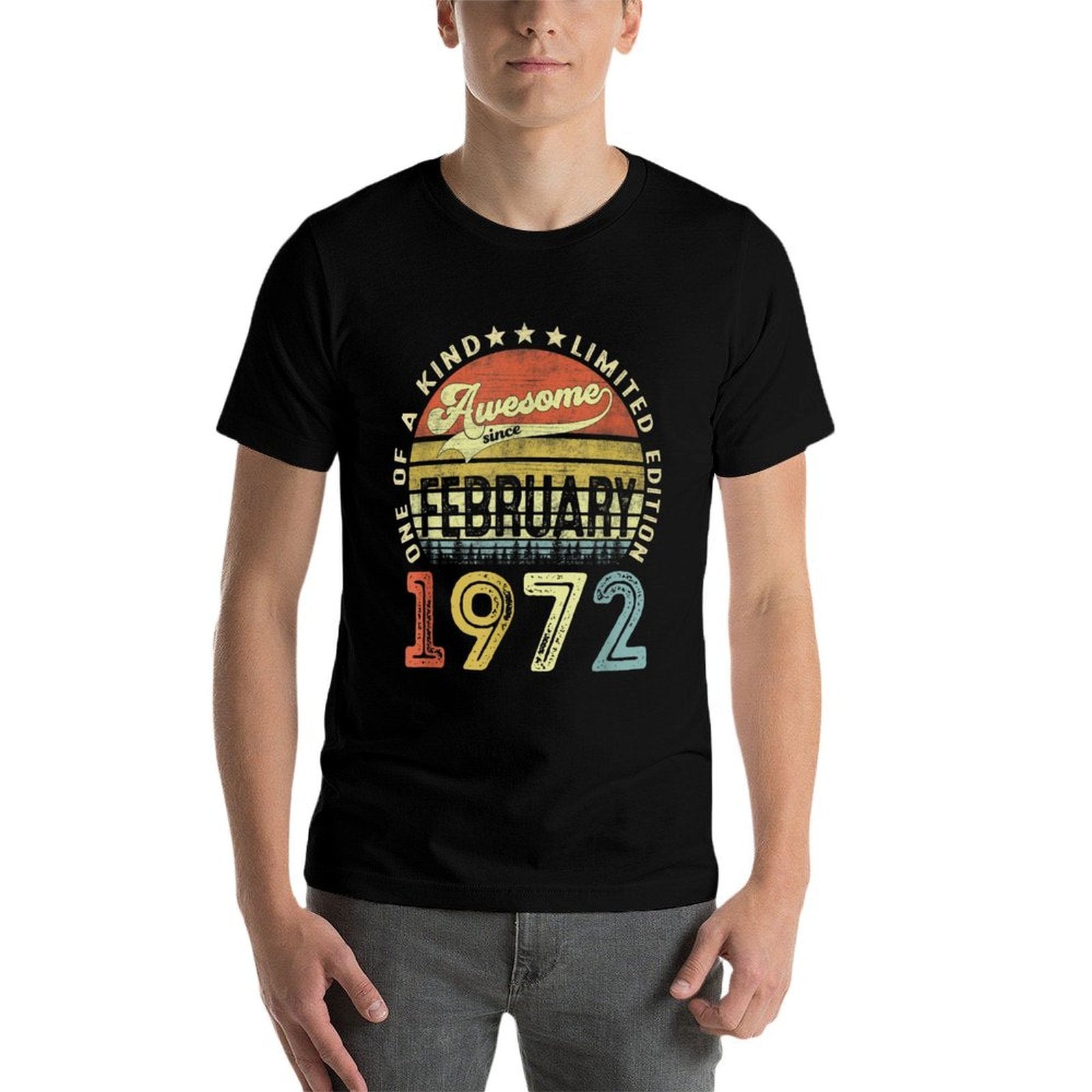 50 Year Old 50th Birthday Gifts Awesome Since February 1972  Heathered Texture T-Shirt