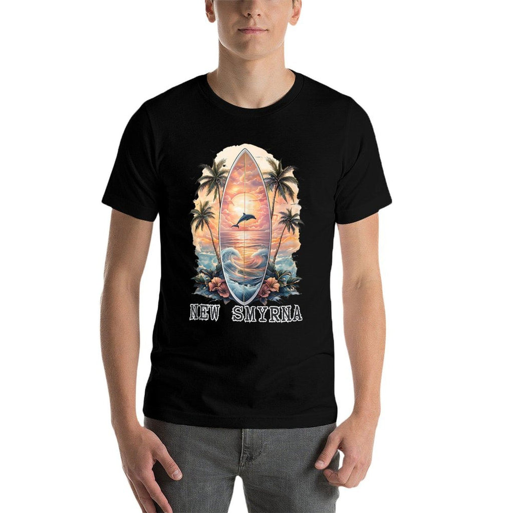 New Smyrna Beach Vintage Palm Tree Surfing Men  Women  Vintage-inspired T-Shirt