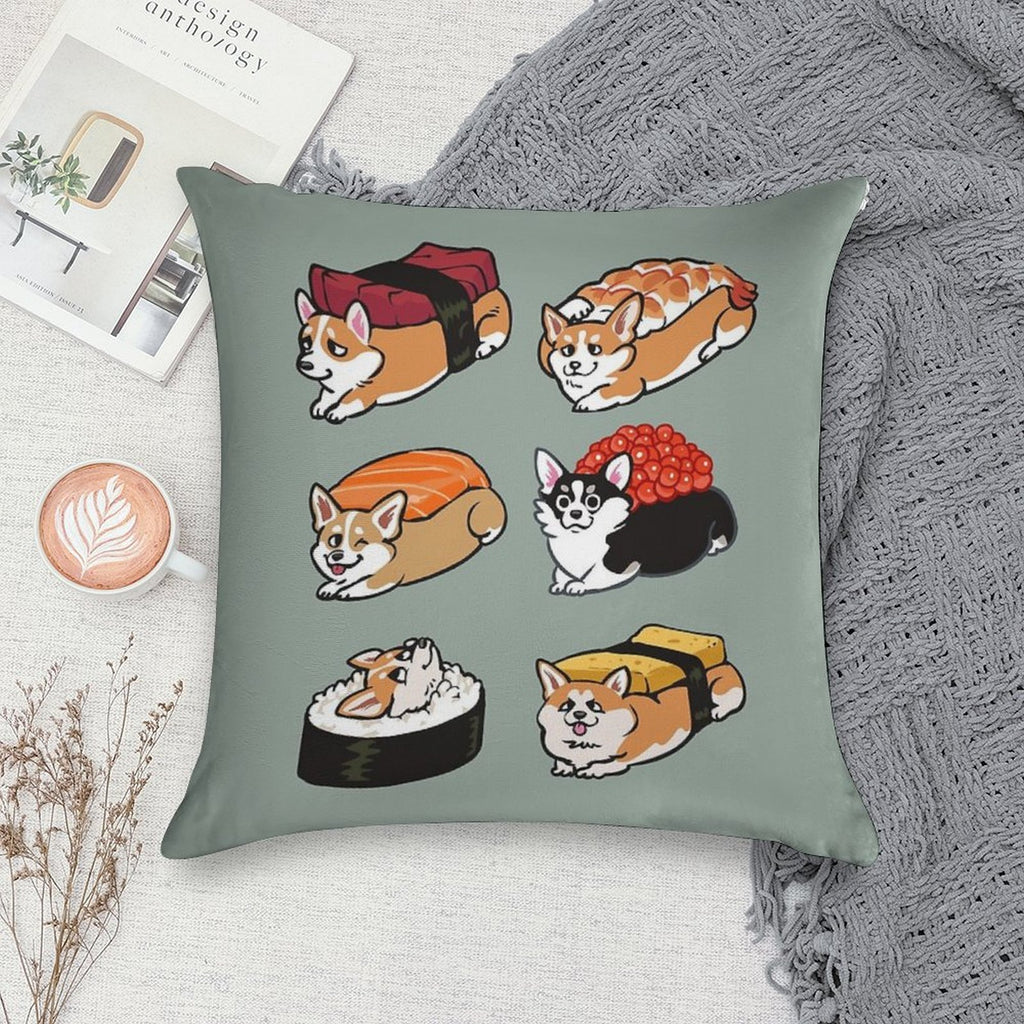 Sushi Corgi Soft Warmth Comfort Throw Pillow
