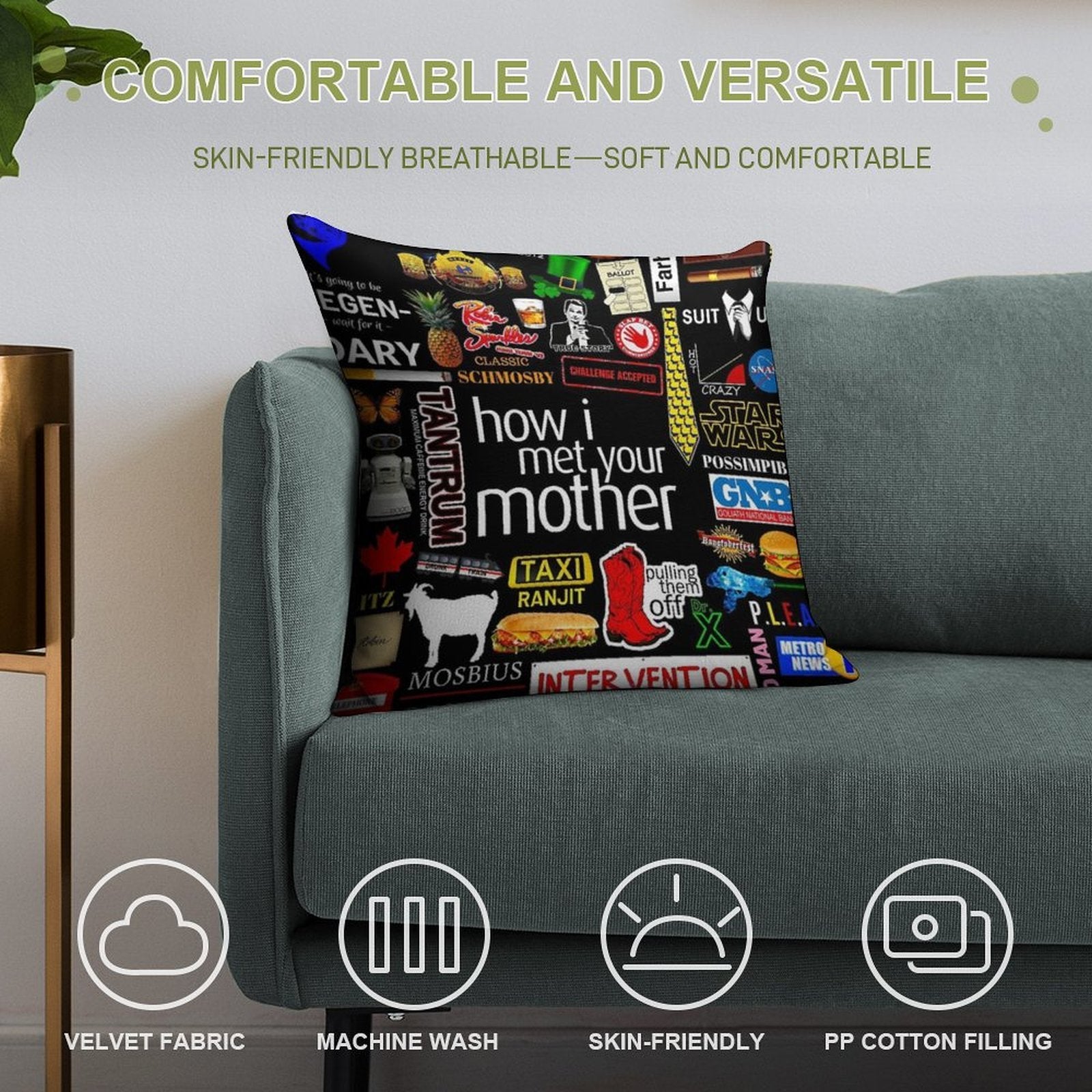 How I Met Your Mother Collage Poster Iconographic - Infographic Soft Skin-Friendly Throw Pillow