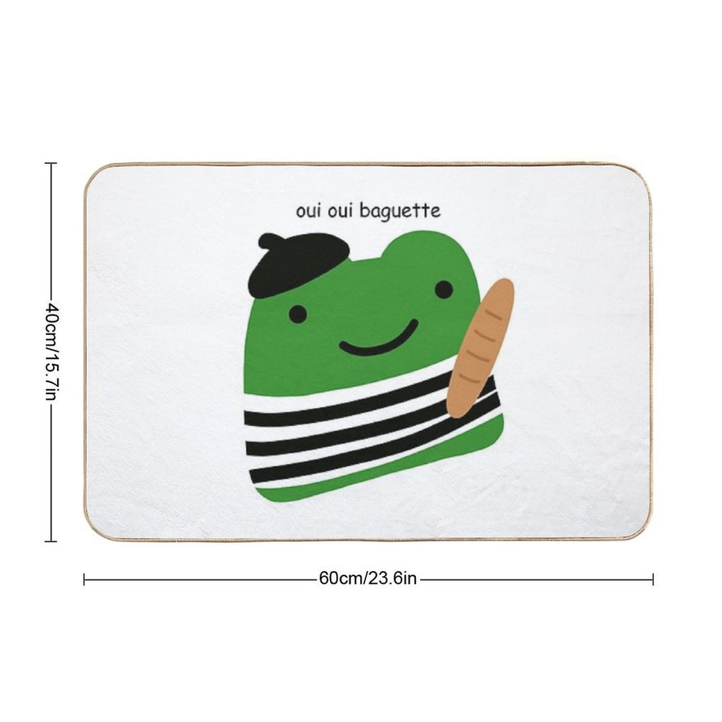 Oui Oui Baguette French Frog  Stain-Proof Bath Mat