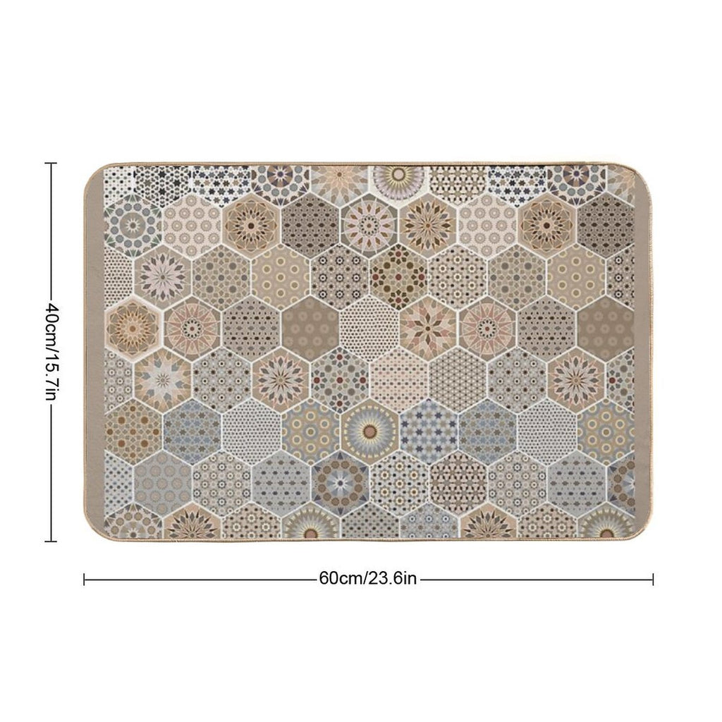 Sacred Space with Mandalas Tiles Patterns  Non-Slip Bath Mat