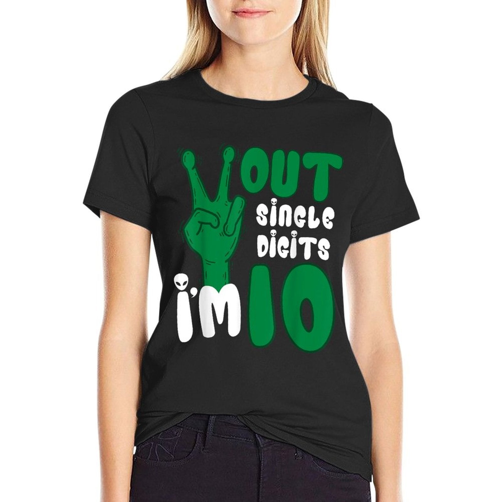 Peace Out Single Digits Alien I'm 10 Years Old Birthday UFO  High-quality Stitching T-Shirt