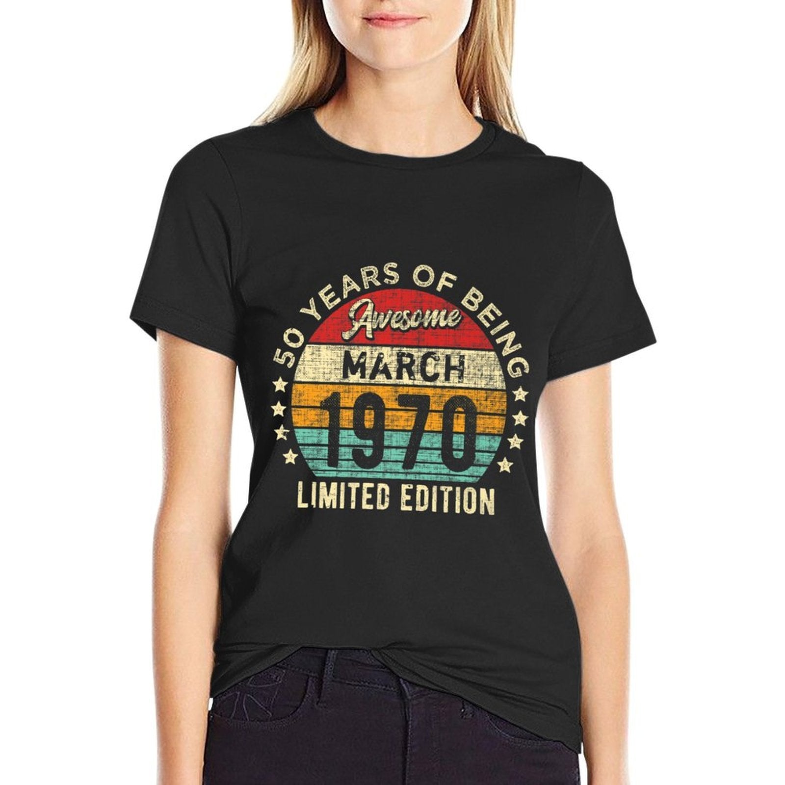 Vintage March 1970 50 Years Old Awesome 50th Birthday Premium  Versatile T-Shirt