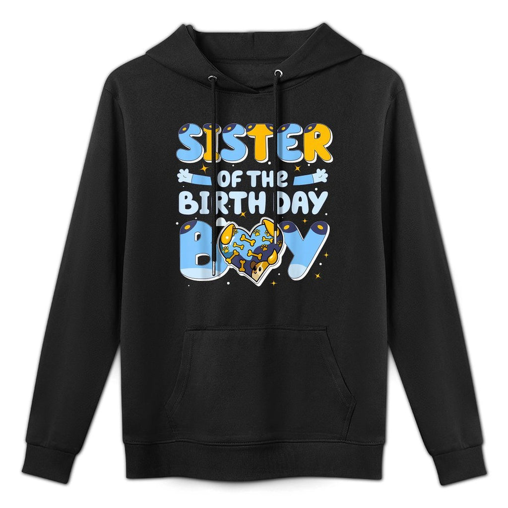 Sister Of The Birthday Boy Funny Blue Dog Family Matching Breathable Fabric Hoodie