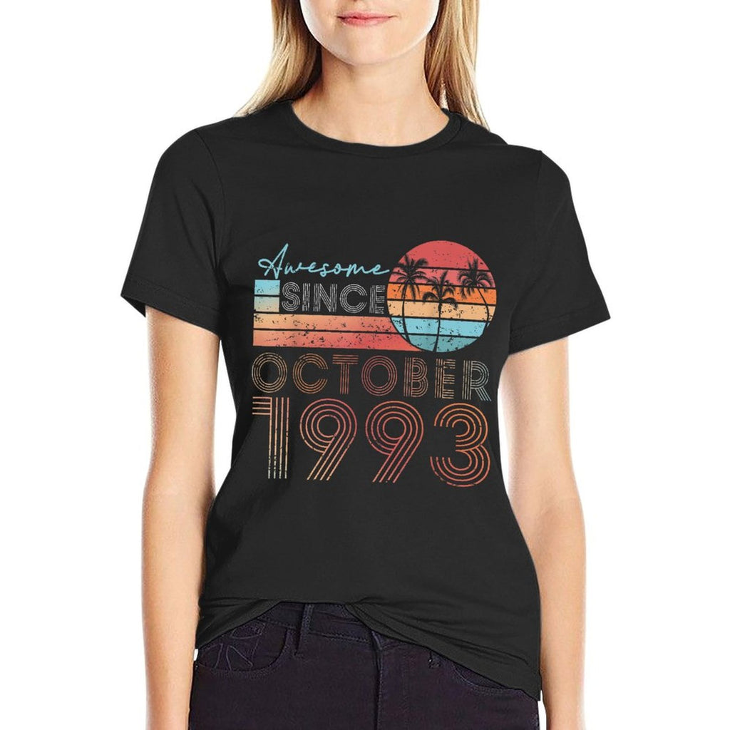 Retro October Vintage Awesome 1993 30th Birthday Gifts  Summer-ready Fabric T-Shirt
