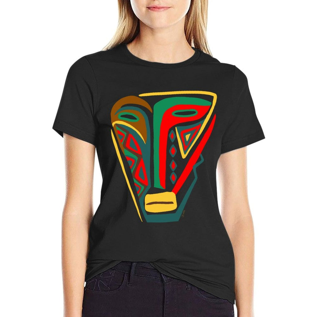African Mask Outsider Art Abstract Graphic  Eco-friendly Material T-Shirt
