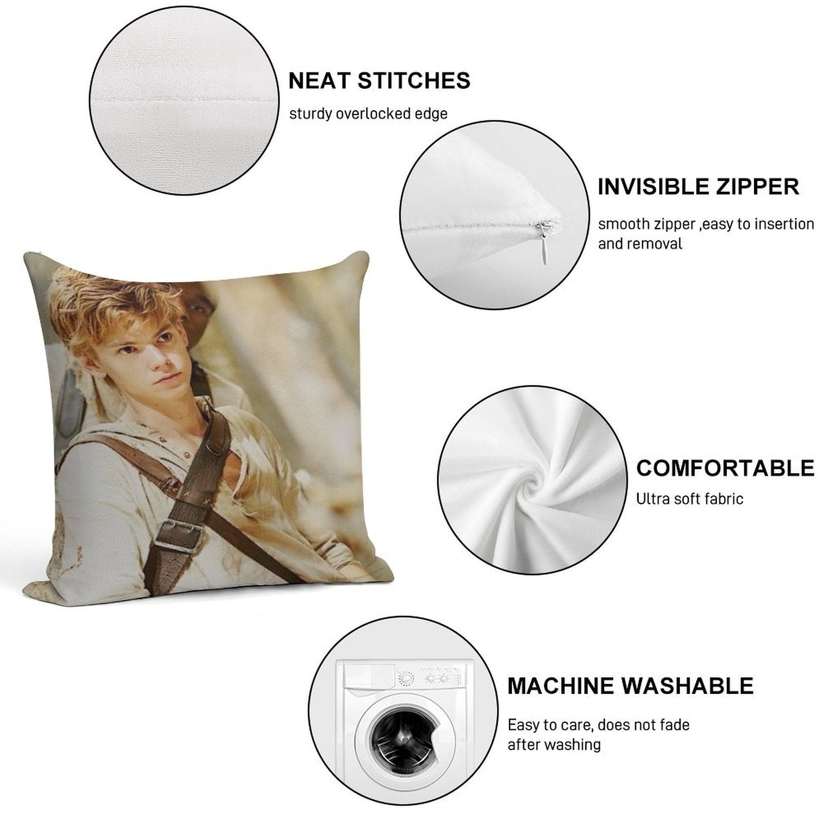 The Maze Runner - Newt 3 Soft Shrink-Resistant Throw Pillow