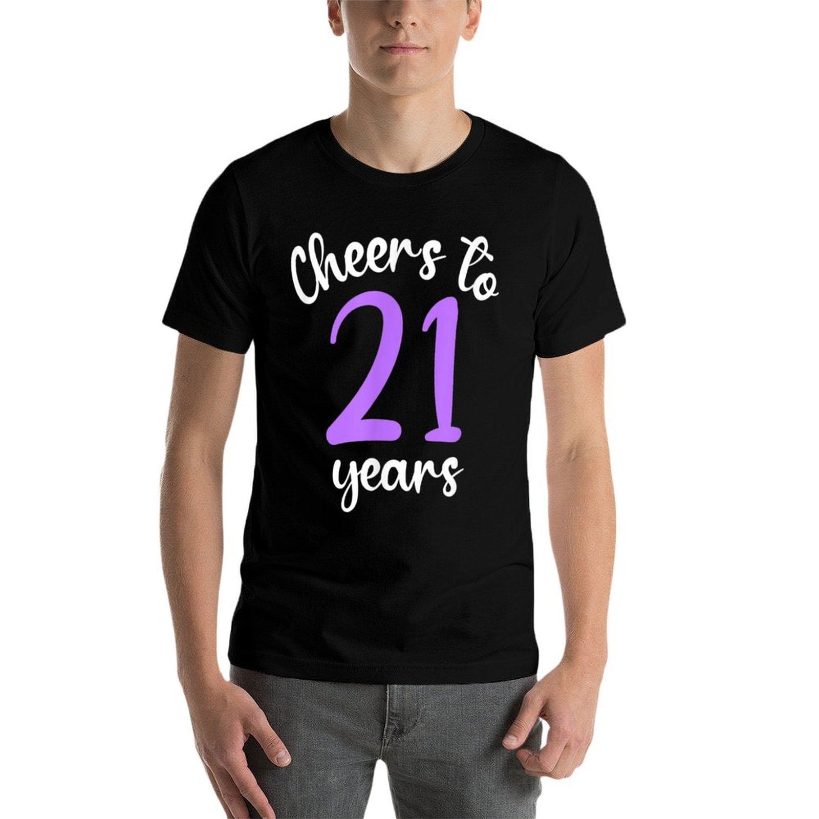 21st Birthday Cheers To 21 Years Purple 21st Birthday  Vintage-inspired T-Shirt