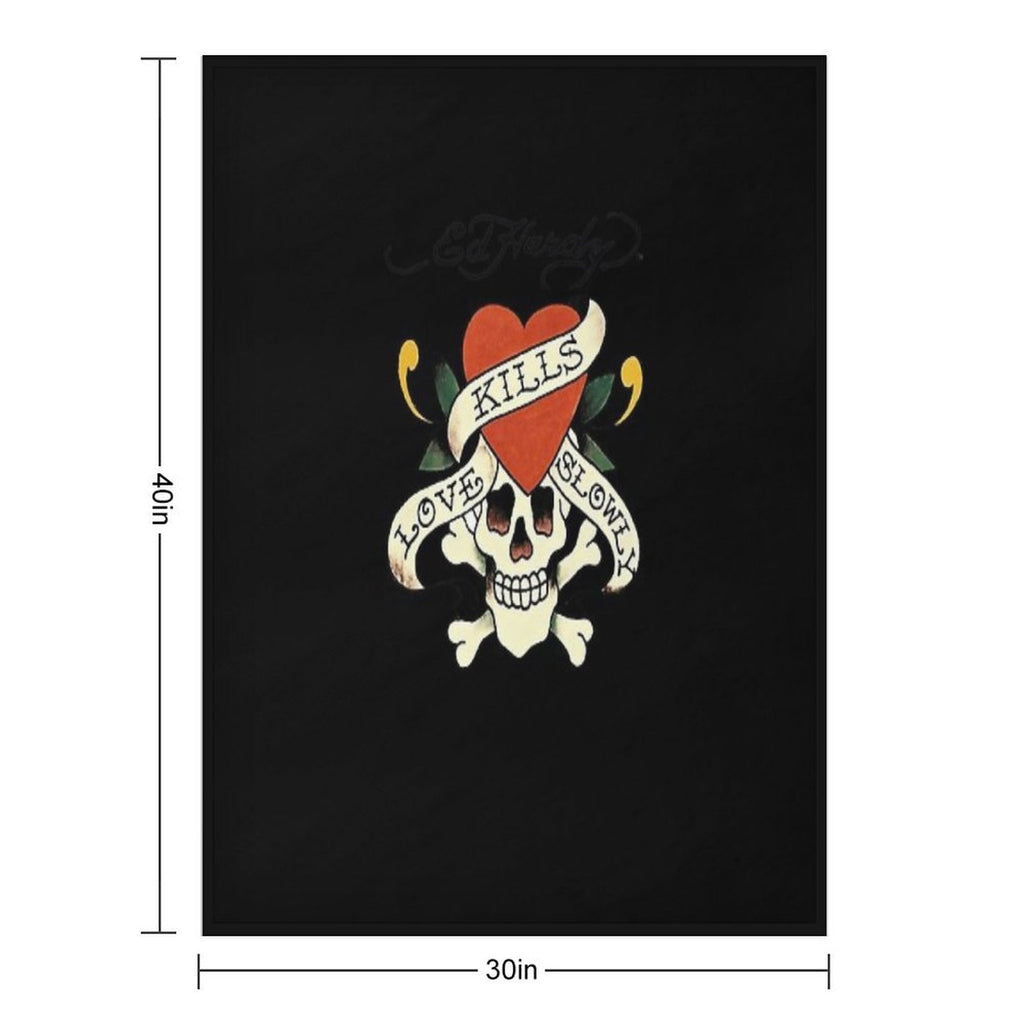 Ed Hardy Love Kills Slowly Machine-washable Throw Blanket