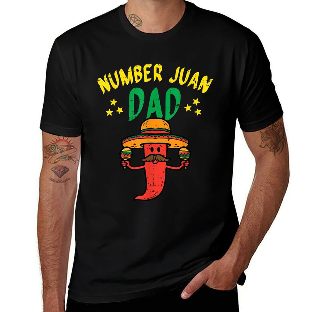 Number One Dad Mexican Fathers Day Funny Padre Juan Papa Men  Rolled Sleeves T-Shirt