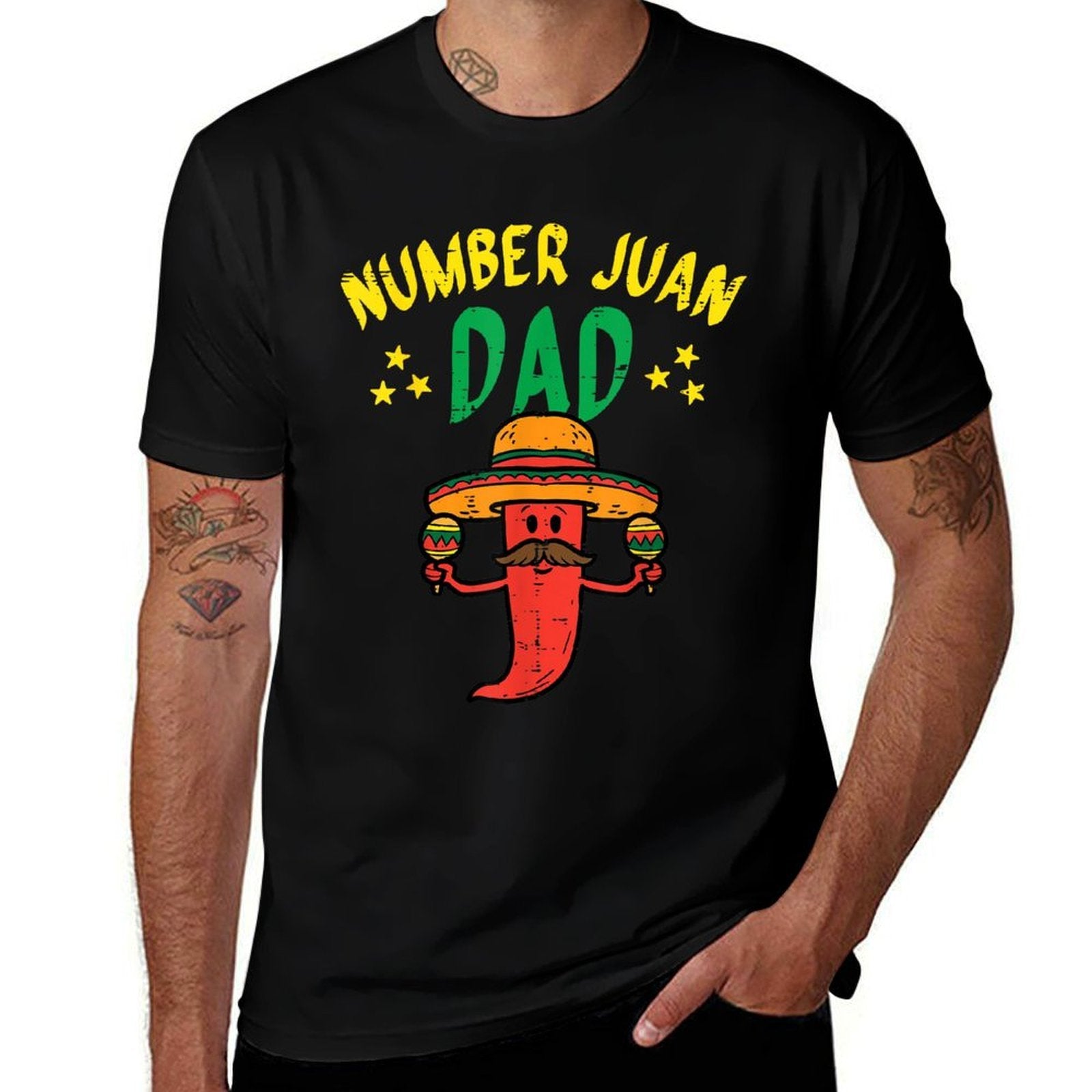 Number One Dad Mexican Fathers Day Funny Padre Juan Papa Men  Rolled Sleeves T-Shirt
