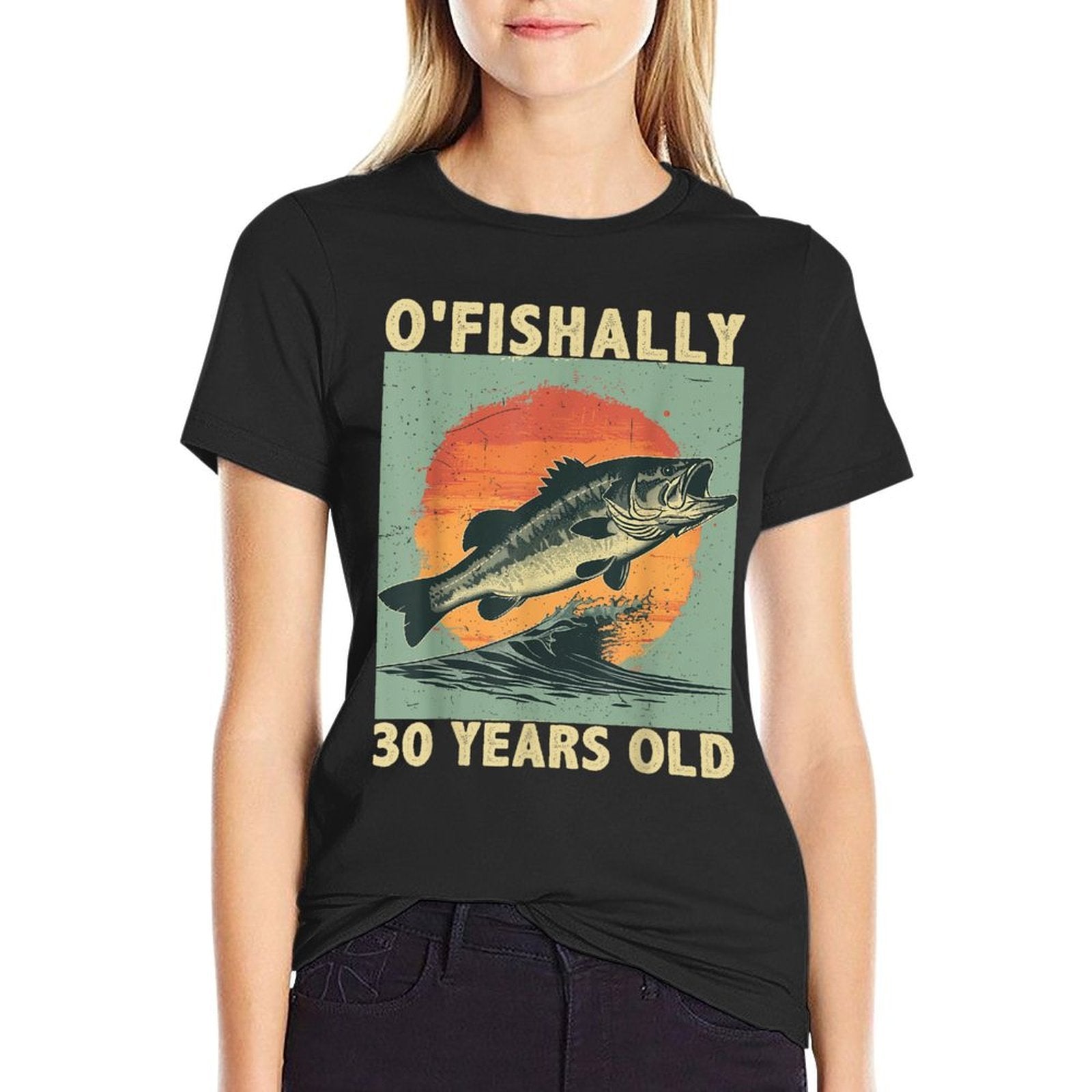 Ofishally 30 Years Old 1995 Fishing Fisherman 30th Birthday  Heathered Texture T-Shirt