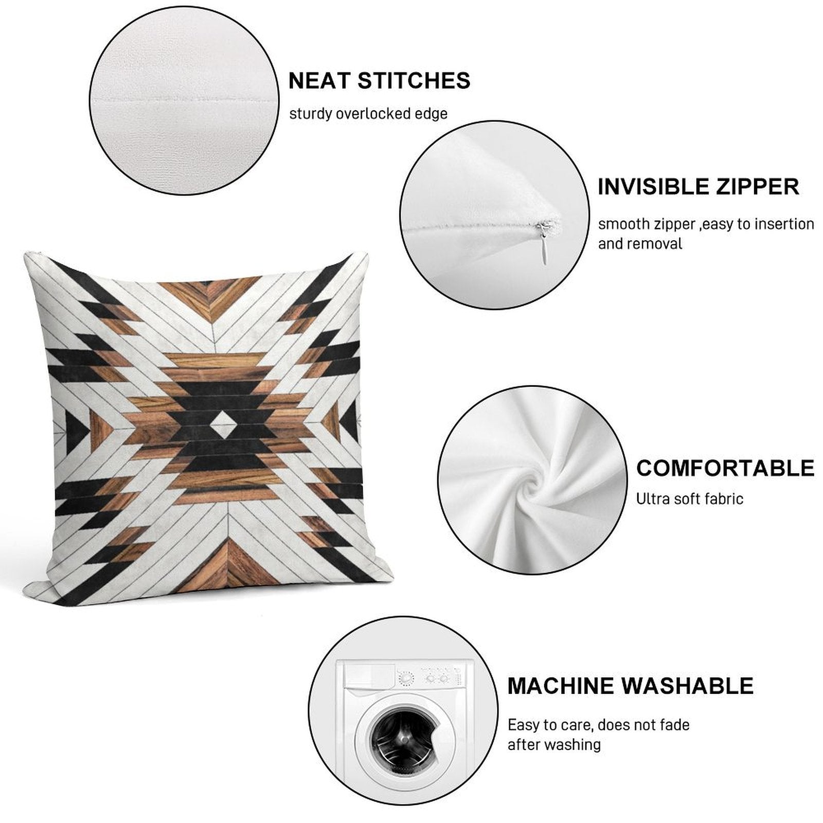 Urban Tribal Pattern No.5 - Aztec - Concrete And Wood Soft Hidden Zipper Throw Pillow