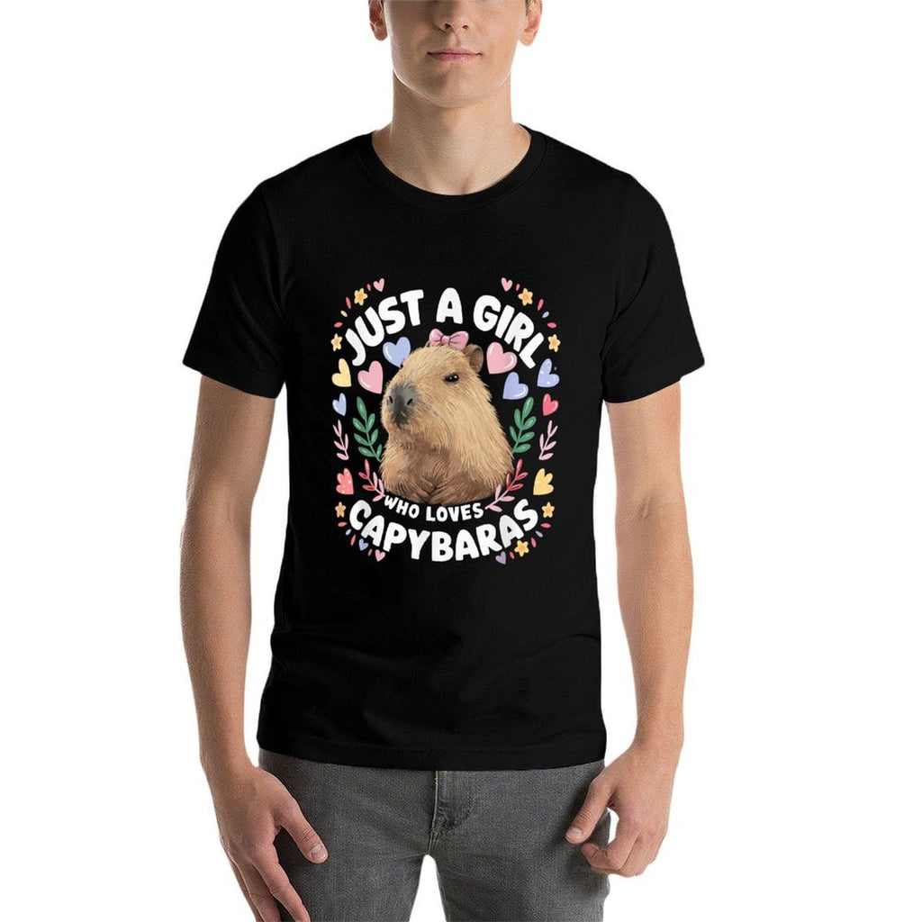 Just A Girl Who Loves Capybaras Cute Capybara Lover Rodent  Rolled Sleeves T-Shirt