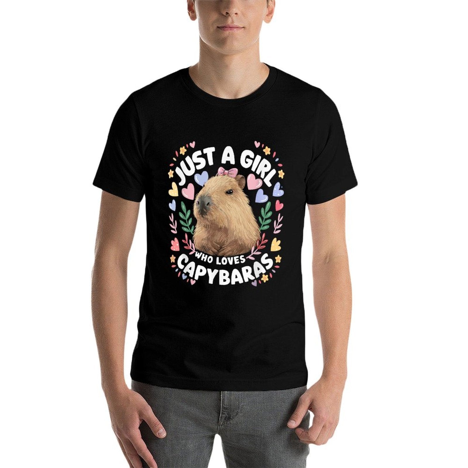 Just A Girl Who Loves Capybaras Cute Capybara Lover Rodent  Rolled Sleeves T-Shirt